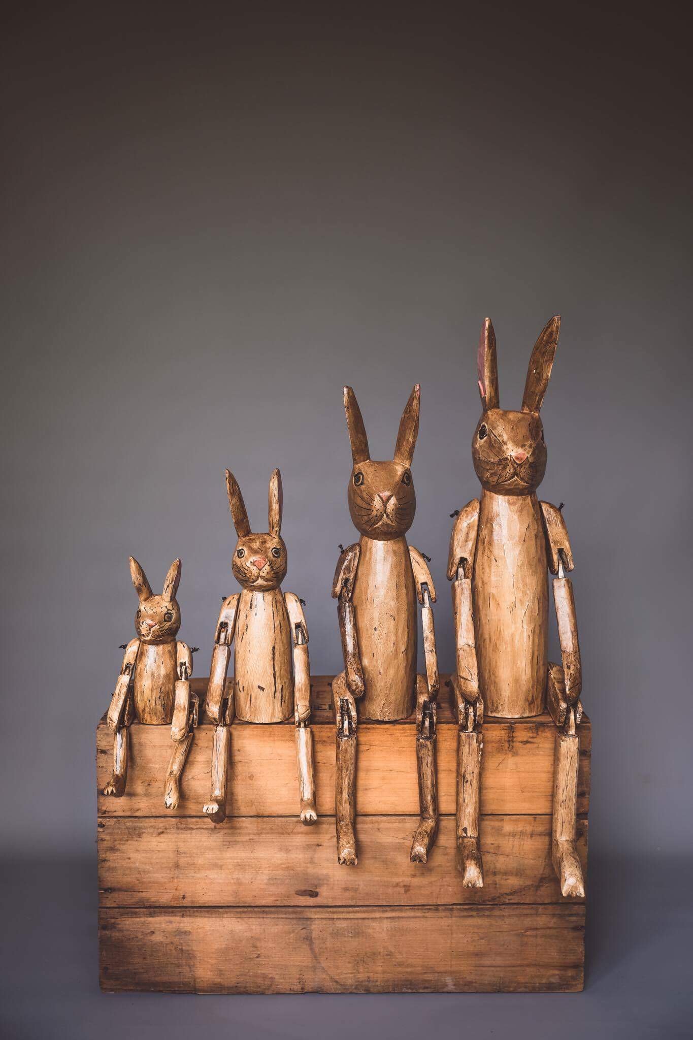 Jointed Wooden Hennow Hares (Various 