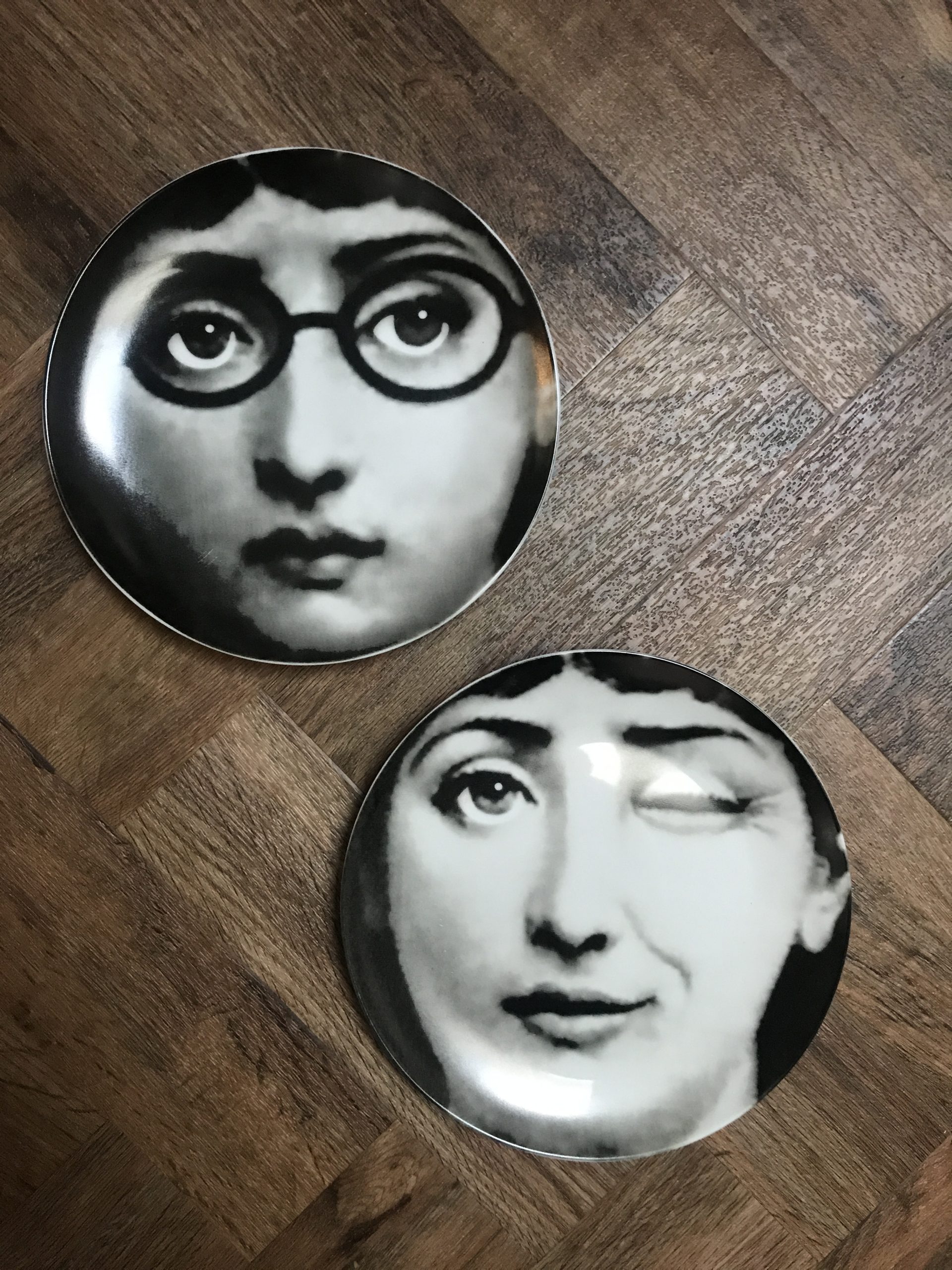 Black & White Winking Lady Face Decorative Ceramic Plate